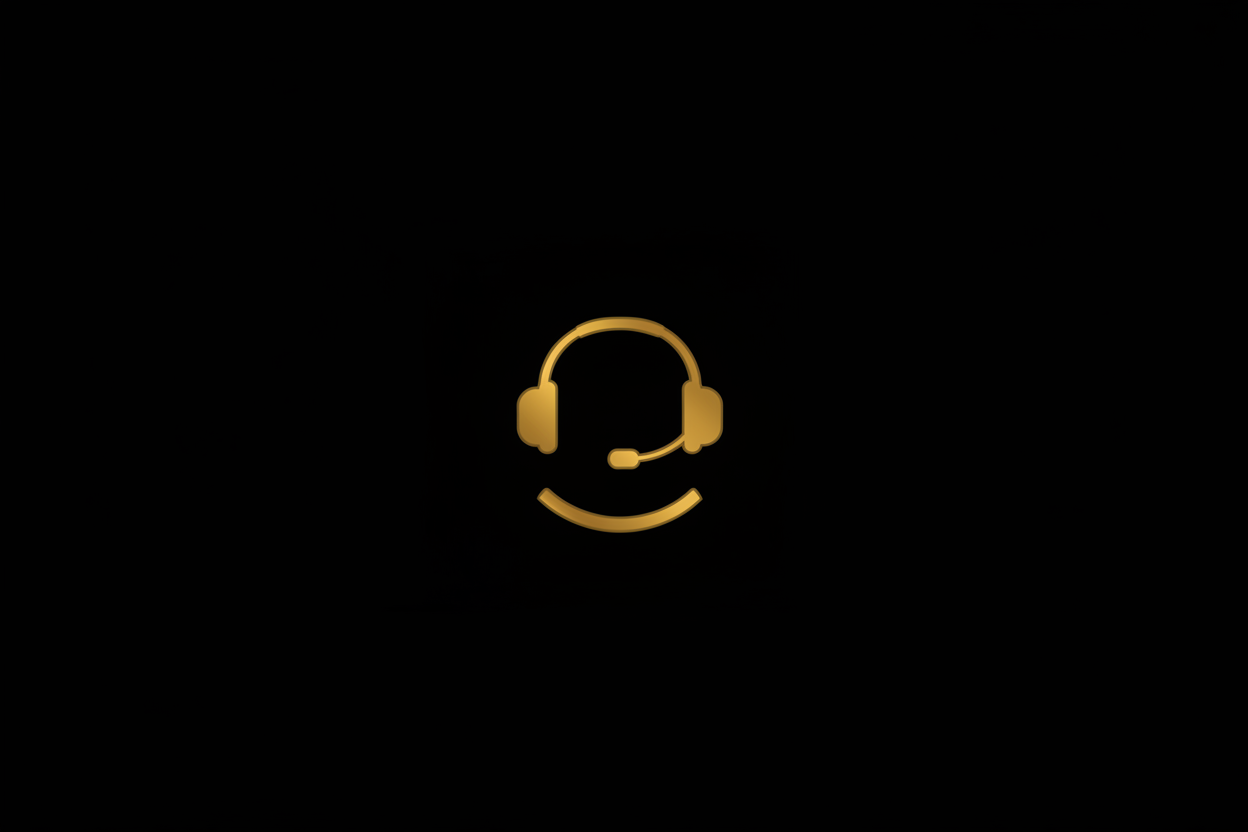 customer support icon in gold closest accent color with background #000000